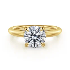 Clearance Gabriel & Co. Bambi - 14K Yellow Gold Round Solitaire Diamond Engagement Ring