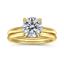 Clearance Gabriel & Co. Bambi - 14K Yellow Gold Round Solitaire Diamond Engagement Ring