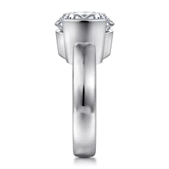 Best Gabriel & Co. Bara - 14K White Gold Half Bezel Round Diamond Engagement Ring