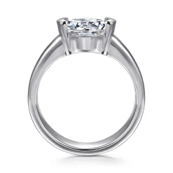 Best Gabriel & Co. Bara - 14K White Gold Half Bezel Round Diamond Engagement Ring
