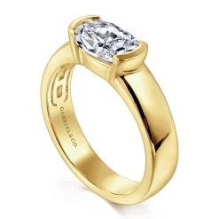 Clearance Gabriel & Co. Bara - 14K Yellow Gold East West Half Bezel Oval Diamond Engagement Ring