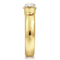 Clearance Gabriel & Co. Bara - 14K Yellow Gold East West Half Bezel Oval Diamond Engagement Ring