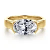 Gabriel & Co. Bara - 14K Yellow Gold Half Bezel East West Oval Diamond Engagement Ring