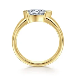 Clearance Gabriel & Co. Bara - 14K Yellow Gold Half Bezel East West Pear Shape Diamond Engagement Ring