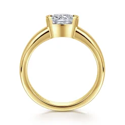 New Gabriel & Co. Bara - 14K Yellow Gold Half Bezel East West Cushion Cut Diamond Engagement Ring