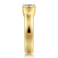 Hot Gabriel & Co. Bara - 14K Yellow Gold Half Bezel Elongated Cushion Diamond Engagement Ring