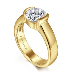 Online Gabriel & Co. Bara - 14K Yellow Gold Half Bezel East West Round Diamond Engagement Ring
