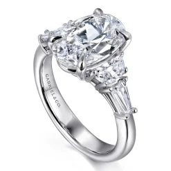 Sale Gabriel & Co. Barbara - 14K White Gold Five Stone Oval Cut Diamond Engagement Ring