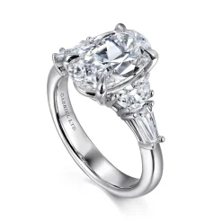 Clearance Gabriel & Co. Barbara - 18K White Gold Oval Cut Five Stone Diamond Engagement Ring
