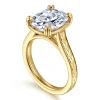 Discount Gabriel & Co. Bardot - Vintage Inspired 14K Yellow Gold Elongated Cushion Solitaire Diamond Engagement Ring