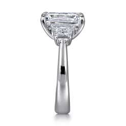 Hot Gabriel & Co. Barie - 14K White Gold Trapezoid Cut Three Stone Diamond Engagement Ring