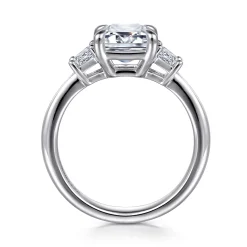 Hot Gabriel & Co. Barie - 14K White Gold Trapezoid Cut Three Stone Diamond Engagement Ring