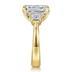 Hot Gabriel & Co. Barie - 14K Yellow Gold Trapezoid Cut Three Stone Diamond Engagement Ring