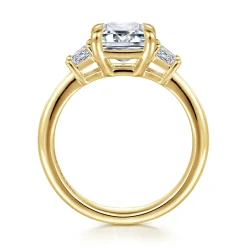 Hot Gabriel & Co. Barie - 14K Yellow Gold Trapezoid Cut Three Stone Diamond Engagement Ring
