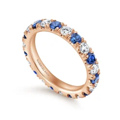 Gabriel & Co. Bari - 14K Rose Gold French Pave Set Sapphire and Diamond Eternity Band - 0.95 ct
