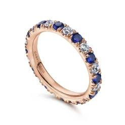 Hot Gabriel & Co. Bari - 14K Rose Gold French Pave Set Sapphire and Diamond Eternity Band - 0.67 ct
