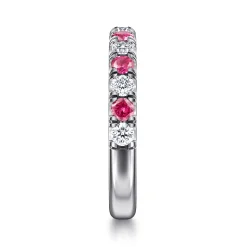 Discount Gabriel & Co. Bari - 14K White Gold Diamond and Ruby Anniversary Band - 0.41 ct
