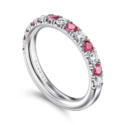 Discount Gabriel & Co. Bari - 14K White Gold Diamond and Ruby Anniversary Band - 0.41 ct