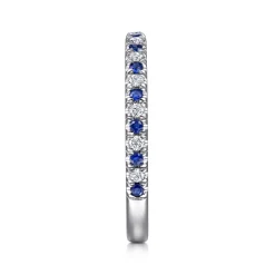 Gabriel & Co. Bari - 14K White Gold Diamond and Sapphire Anniversary Band - 0.15 ct