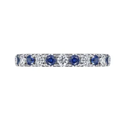 New Gabriel & Co. Bari - 14K White Gold Diamond and Sapphire Anniversary Band - 0.5 ct