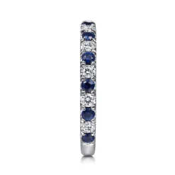 Hot Gabriel & Co. Bari - 14K White Gold Diamond and Sapphire Anniversary Band - 0.3 ct