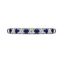 Hot Gabriel & Co. Bari - 14K White Gold Diamond and Sapphire Anniversary Band - 0.3 ct