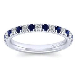 Hot Gabriel & Co. Bari - 14K White Gold Diamond and Sapphire Anniversary Band - 0.3 ct