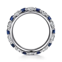 Online Gabriel & Co. Bari - 14K White Gold French Pave Set Sapphire and Diamond Eternity Band - 1.3 ct