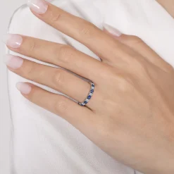 New Gabriel & Co. Bari - 14K White Gold French Pave Set Sapphire and Diamond Eternity Band - 0.67 ct