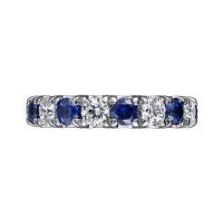 Outlet Gabriel & Co. Bari - 14K White Gold French Pave Set Sapphire and Diamond Eternity Band - 1.75 ct
