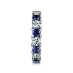 Outlet Gabriel & Co. Bari - 14K White Gold French Pave Set Sapphire and Diamond Eternity Band - 1.75 ct