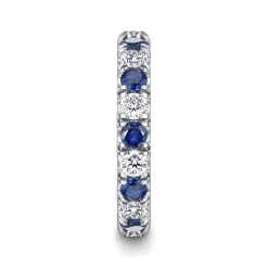 Outlet Gabriel & Co. Bari - 14K White Gold French Pave Set Sapphire and Diamond Eternity Band - 0.95 ct