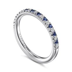 Best Gabriel & Co. Bari - 14K White Gold Sapphire and Diamond Anniversary Band - 0.12 ct