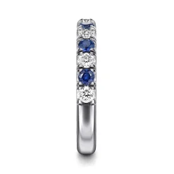 Online Gabriel & Co. Bari - 14K White Gold 13 Stone Diamond and Sapphire Anniversary Band - 0.4 ct