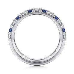 Online Gabriel & Co. Bari - 14K White Gold 13 Stone Diamond and Sapphire Anniversary Band - 0.4 ct