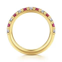 Clearance Gabriel & Co. Bari - 14K Yellow Gold Diamond and Ruby Anniversary Band - 0.41 ct