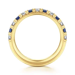 Clearance Gabriel & Co. Bari - 14K Yellow Gold Diamond and Sapphire Anniversary Band - 0.41 ct