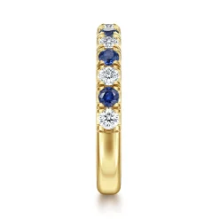 Clearance Gabriel & Co. Bari - 14K Yellow Gold Diamond and Sapphire Anniversary Band - 0.41 ct