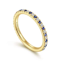 Clearance Gabriel & Co. Bari - 14K Yellow Gold Diamond and Sapphire Anniversary Band - 0.15 ct