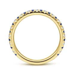 Clearance Gabriel & Co. Bari - 14K Yellow Gold Diamond and Sapphire Anniversary Band - 0.15 ct