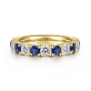 Gabriel & Co. Bari - 14K Yellow Gold French Pave Set Sapphire and Diamond Eternity Band - 1.3 ct