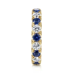 Gabriel & Co. Bari - 14K Yellow Gold French Pave Set Sapphire and Diamond Eternity Band - 1.3 ct