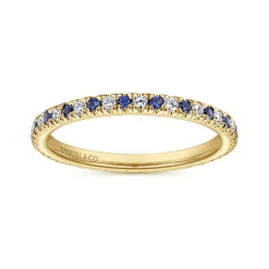 Best Gabriel & Co. Bari - 14K Yellow Gold French Pave Sapphire and Diamond Eternity Band - 0.22 ct