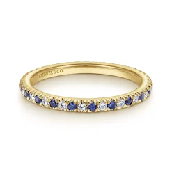 Best Gabriel & Co. Bari - 14K Yellow Gold French Pave Sapphire and Diamond Eternity Band - 0.22 ct