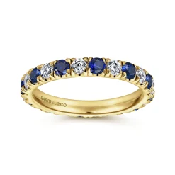 Online Gabriel & Co. Bari - 14K Yellow Gold French Pave Sapphire and Diamond Eternity Band - 0.67 ct