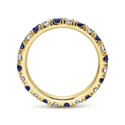 Online Gabriel & Co. Bari - 14K Yellow Gold French Pave Sapphire and Diamond Eternity Band - 0.67 ct