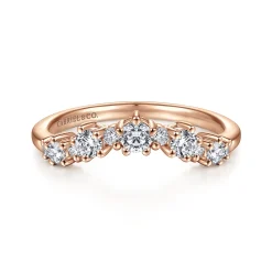 Clearance Gabriel & Co. Barletta - 14K Rose Gold Curved Diamond Anniversary Band - 0.4 ct