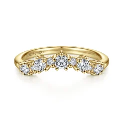 Outlet Gabriel & Co. Barletta - 14K Yellow Gold Curved Diamond Anniversary Band - 0.4 ct
