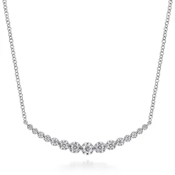 Outlet Gabriel & Co. Bar Necklace Curved 14K White Gold Diamond 0.25ct