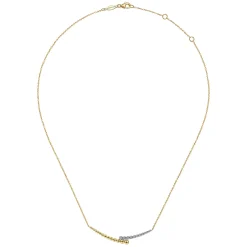 Clearance Gabriel & Co. Bar Necklace 14K White and Yellow Gold Diamond 0.18ct Bujukan